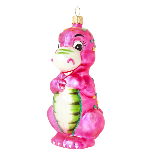 Różowy Dinozaur Szklana Ozdoba