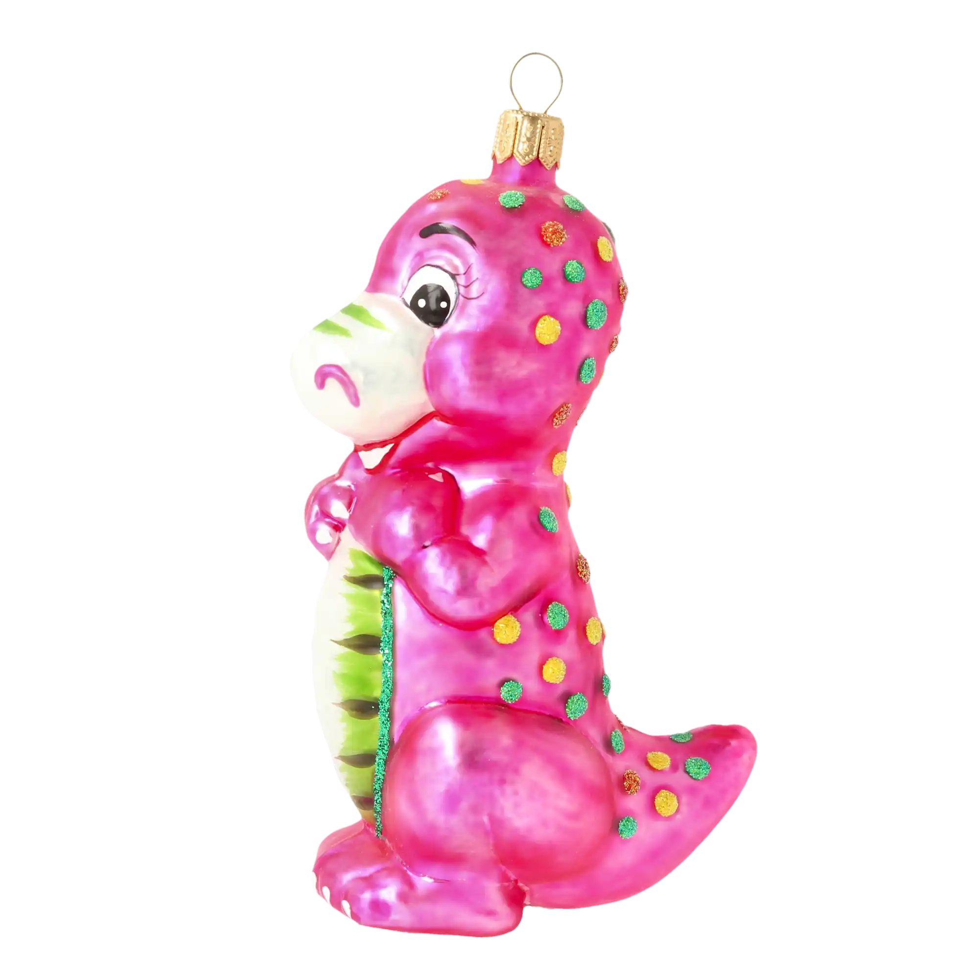 Różowy Dinozaur Szklana Ozdoba