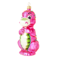 Load image into Gallery viewer, Fuchsia Petite Dinosaur Premium christmas glass ornament 2020-086
