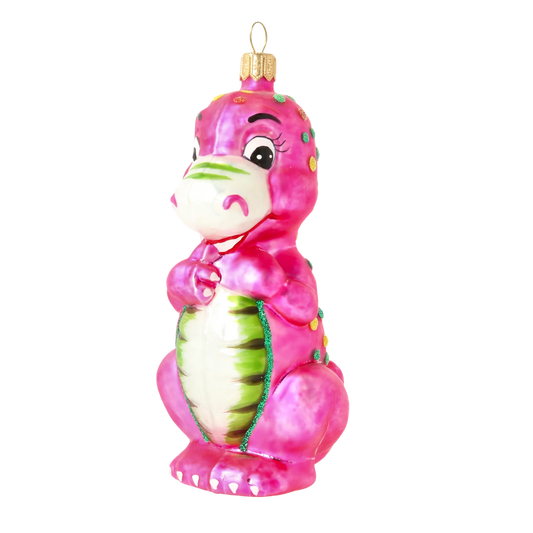 Fuchsia Petite Dinosaur Premium christmas glass ornament 2020-086