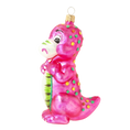 Load image into Gallery viewer, Fuchsia Petite Dinosaur Premium christmas glass ornament 2020-086
