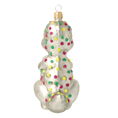 Load image into Gallery viewer, Silver Confetti Dinosaur Premium christmas glass ornament 2020-087
