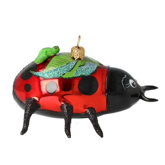 Scarlet Ladybird and Green Caterpillar Premium christmas glass ornament 2020-093