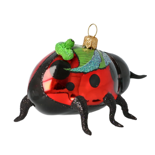 Scarlet Ladybird and Green Caterpillar Premium christmas glass ornament 2020-093
