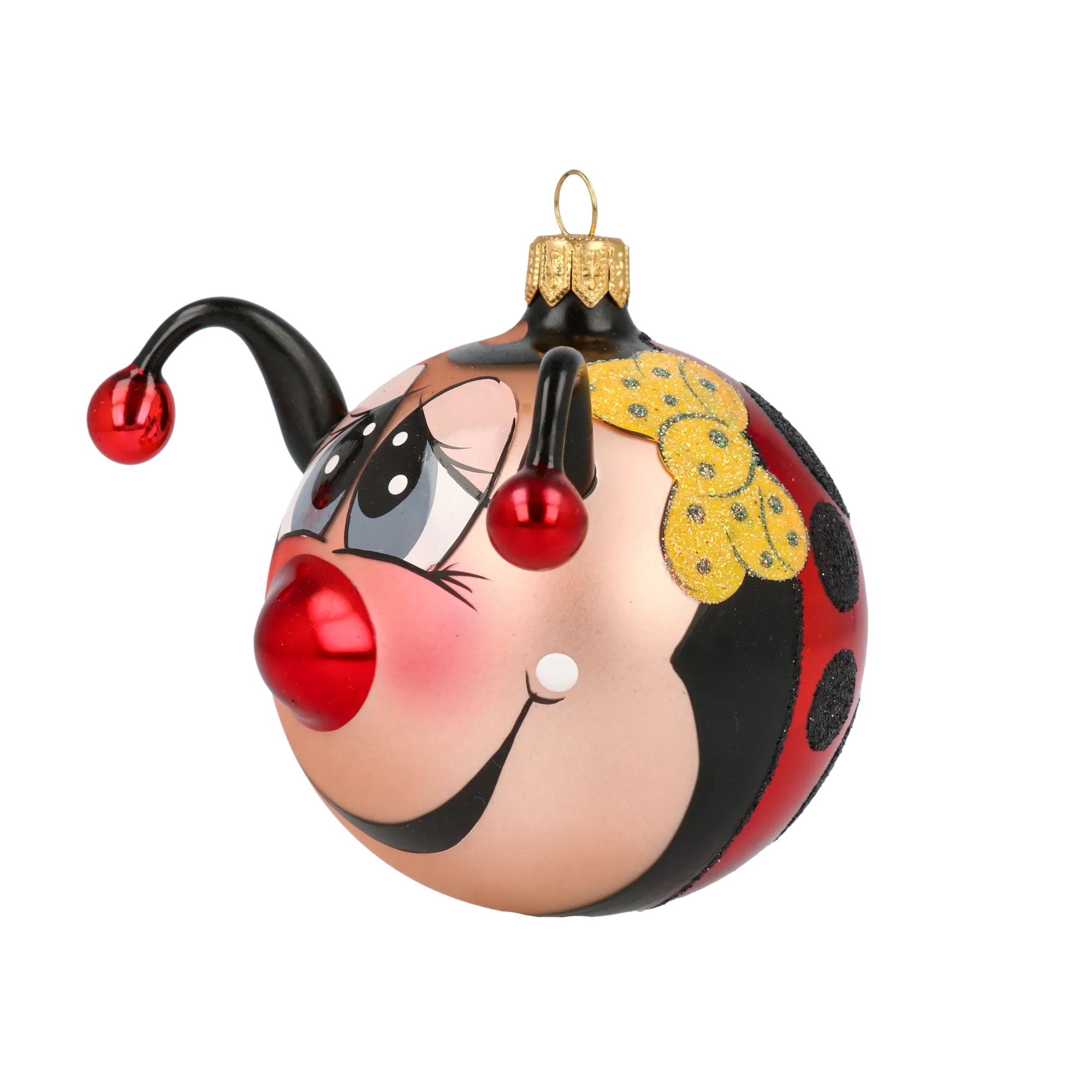 Ladybug with a Bow Glass Christmas ornament bee 2020-095