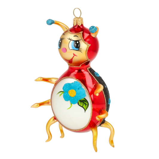Crimson Azure Blossom Beetle Premium christmas glass ornament 2020-097