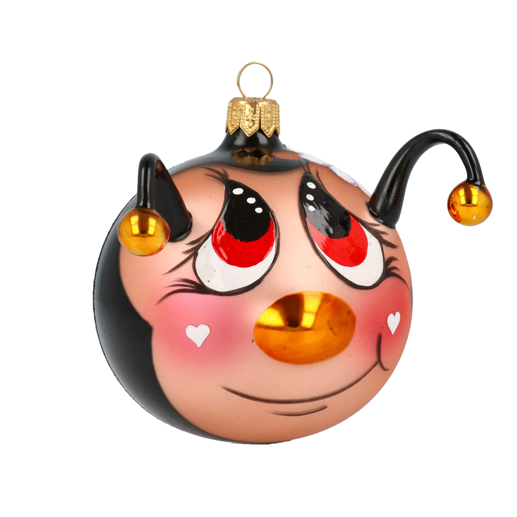 Happy Bee. Handmade Glass Christmas ornament. 2020-110