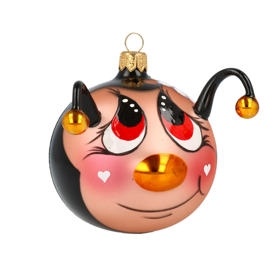 Happy Bee. Handmade Glass Christmas ornament. 2020-110