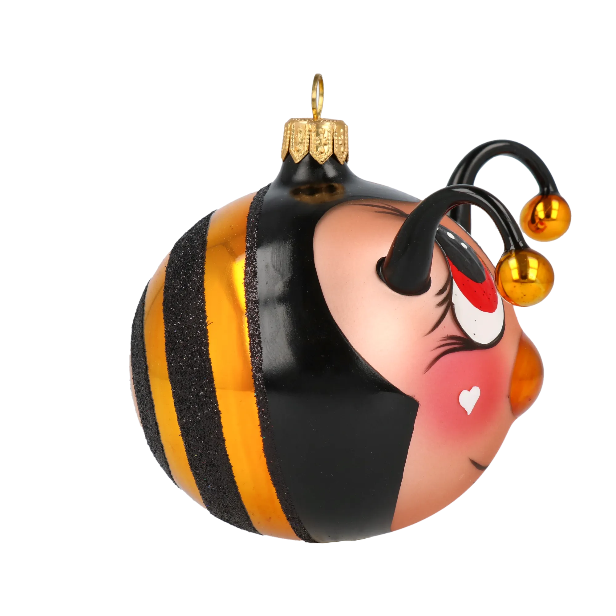 Happy Bee. Handmade Glass Christmas ornament. 2020-110