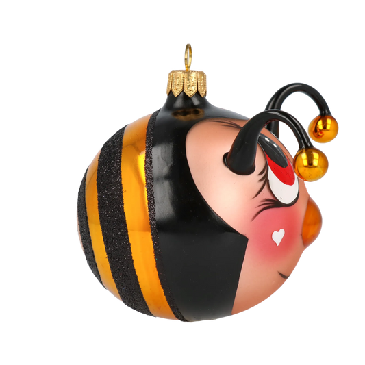 Happy Bee. Handmade Glass Christmas ornament. 2020-110