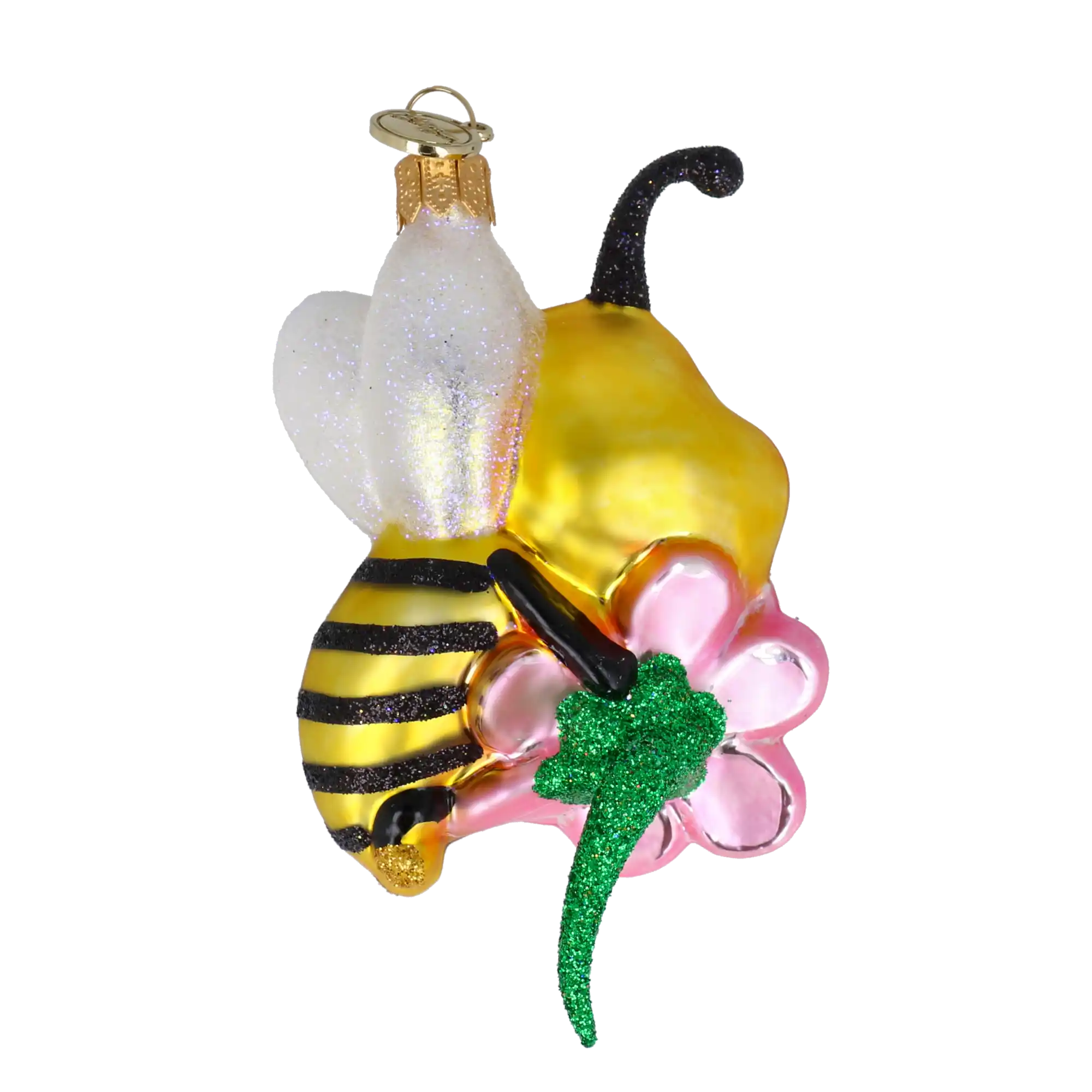 Pszczółka z różową stokrotką Szklana Ozdoba Pszczoła