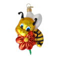 Load image into Gallery viewer, Golden Bee with Ruby Blossom Premium christmas glass ornament 2020-113

