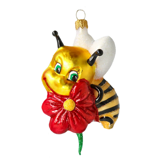 Pszczółka z kwiatuszkiem Szklana Ozdoba Pszczoła