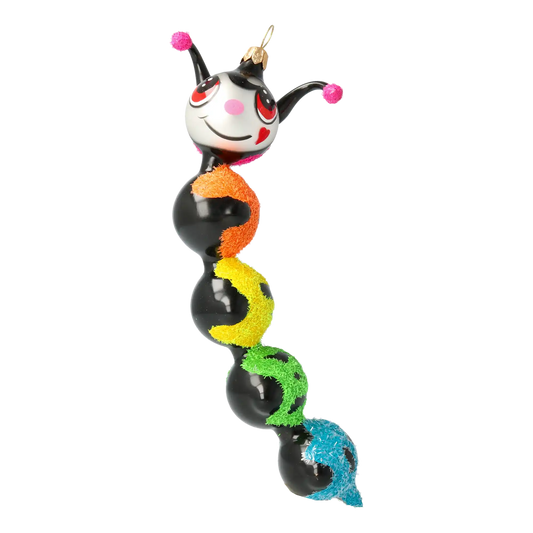 Tęczowa Gąsienica Szklana Kolorowa Dżdżownica Ozdoba