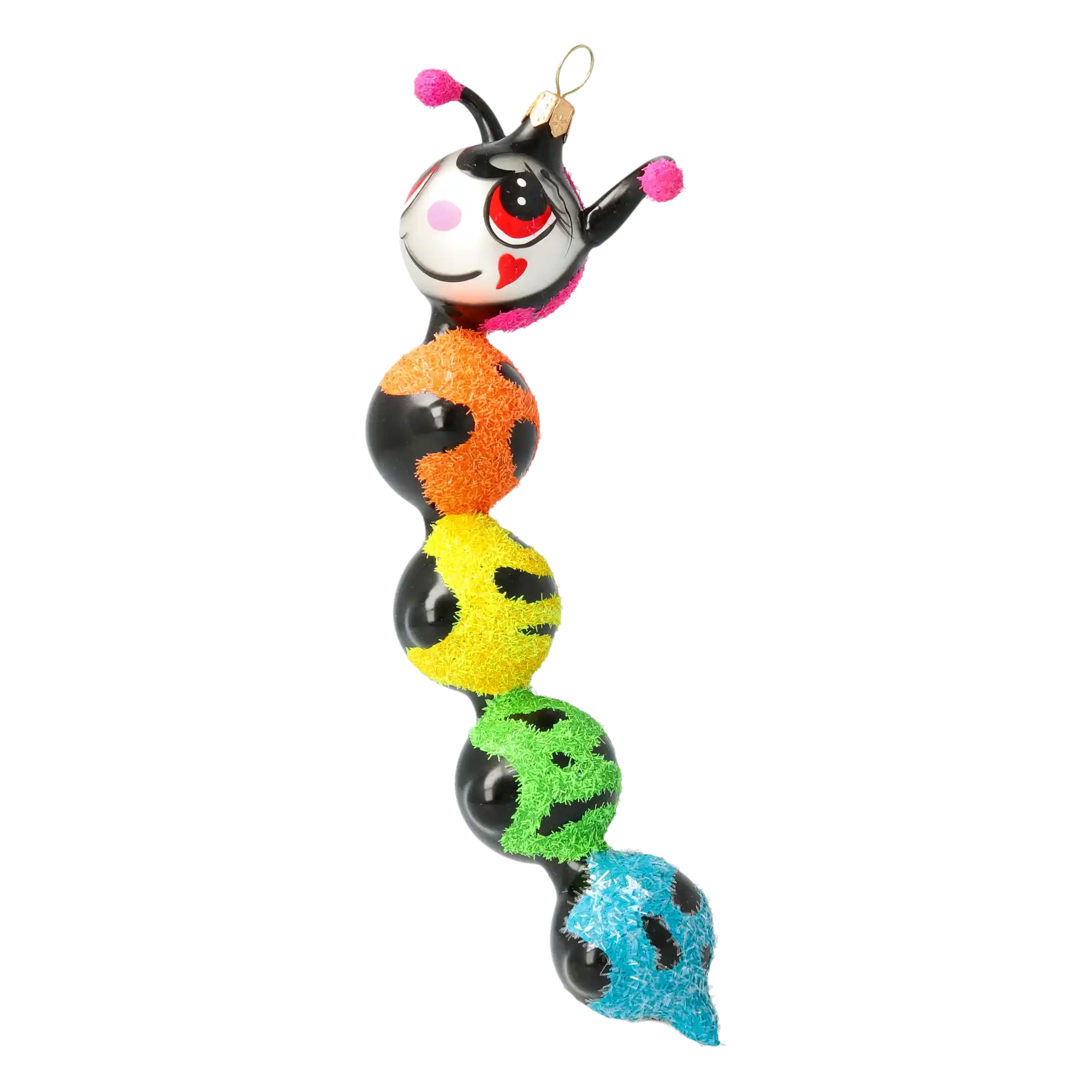 Tęczowa Gąsienica Szklana Kolorowa Dżdżownica Ozdoba