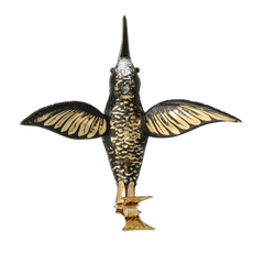 Hovering Hummingbird in Onyx & Gold
