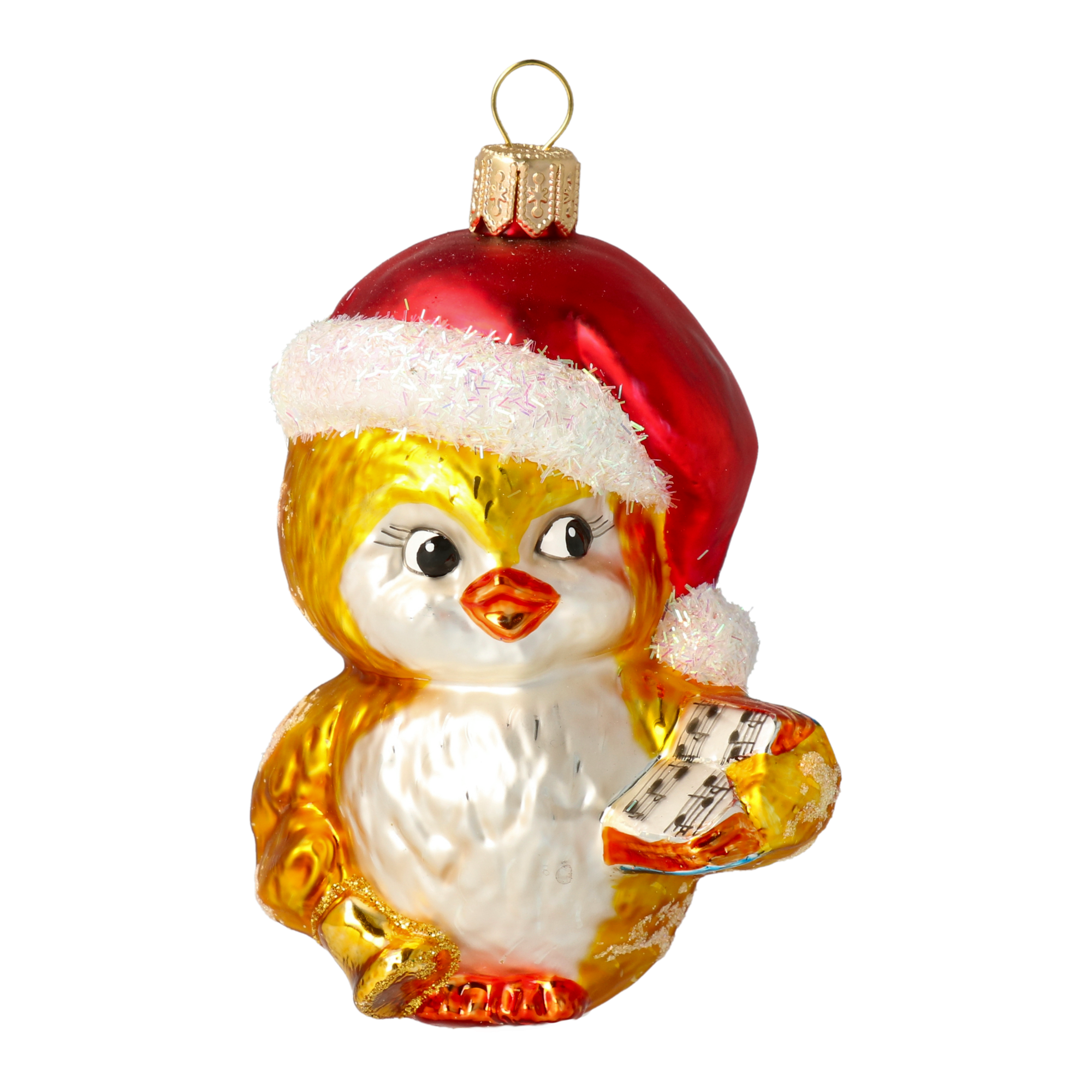 Kolędujący Ptaszek ze śpiewnikiem Szklana Ozdoba Ptak