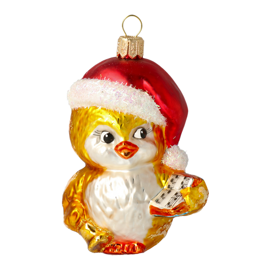 Kolędujący Ptaszek ze śpiewnikiem Szklana Ozdoba Ptak