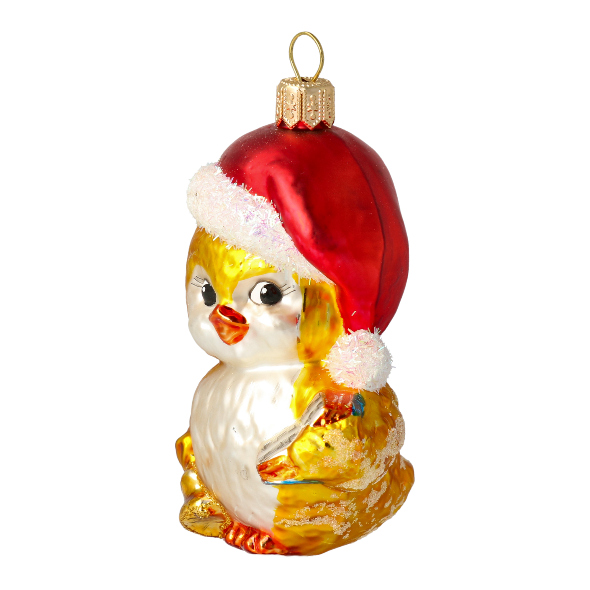 Kolędujący Ptaszek ze śpiewnikiem Szklana Ozdoba Ptak