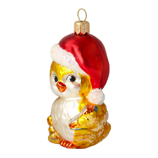 Kolędujący Ptaszek ze śpiewnikiem Szklana Ozdoba Ptak