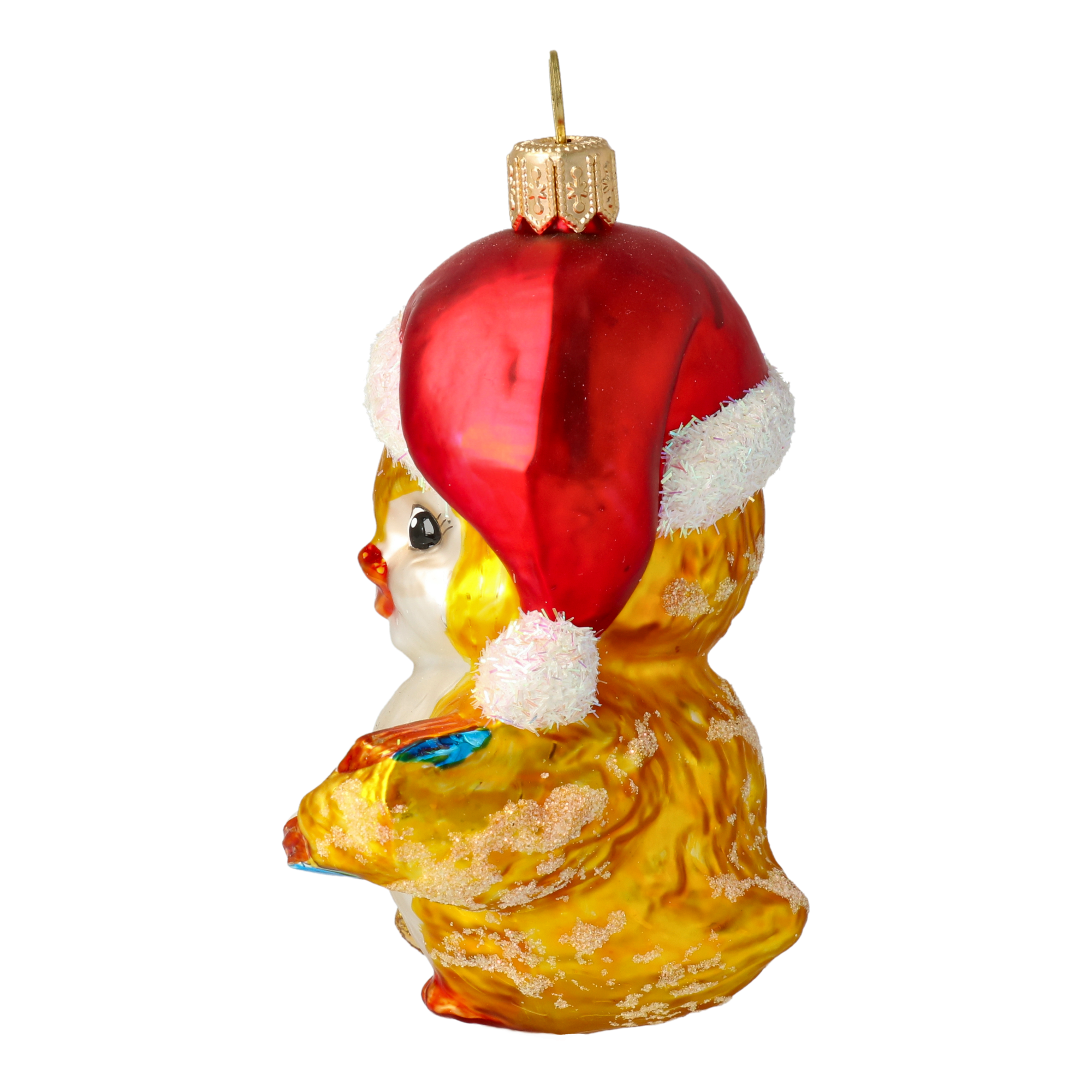 Kolędujący Ptaszek ze śpiewnikiem Szklana Ozdoba Ptak