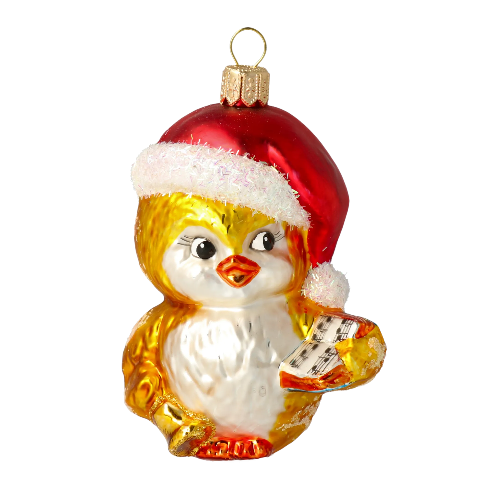 Golden Caroling Songbird Premium christmas glass ornament 2020-147