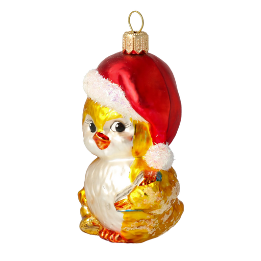 Golden Caroling Songbird Premium christmas glass ornament 2020-147