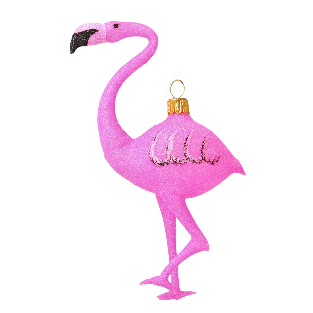 Rose Flamingo Silhouette | Hand-Painted Glass Ornament | Blubom 2020-156