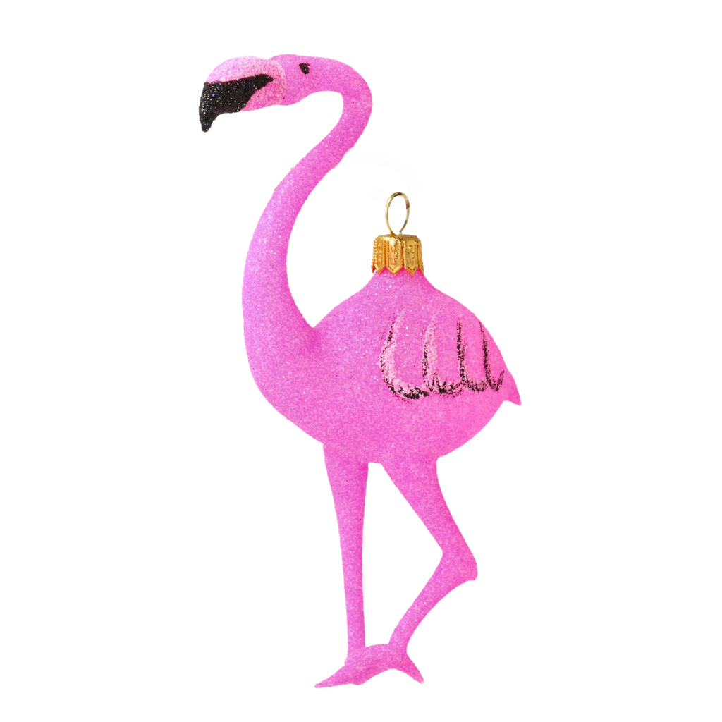 Rose Flamingo Silhouette | Hand-Painted Glass Ornament | Blubom 2020-156