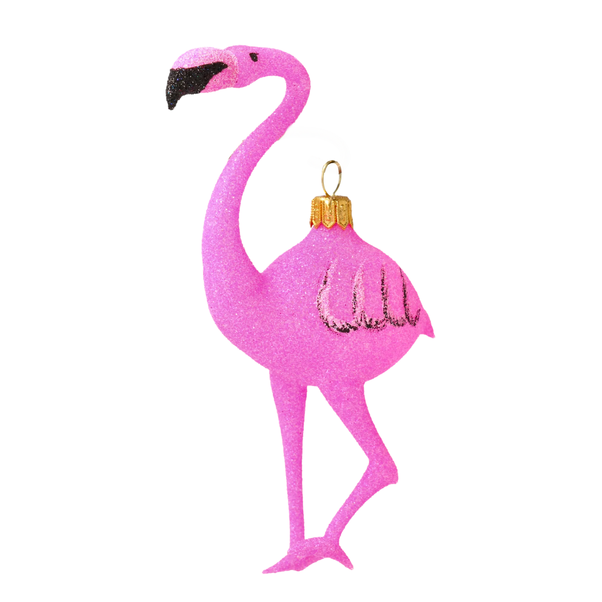 Rose Flamingo Silhouette | Hand-Painted Glass Ornament | Blubom 2020-156