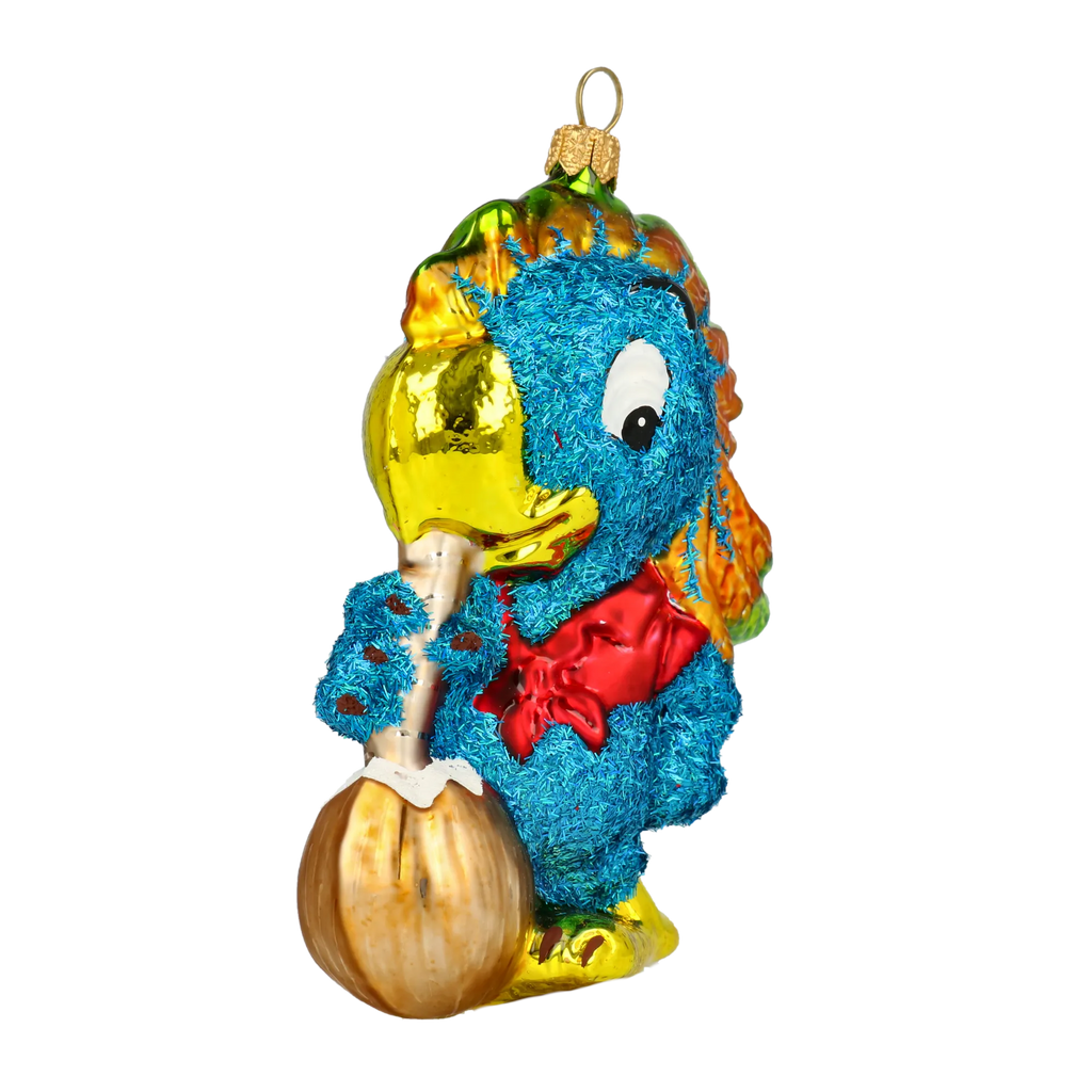 Courtly Cobalt Troubadour | Hand-Painted Glass Ornament | Blubom 2020-159