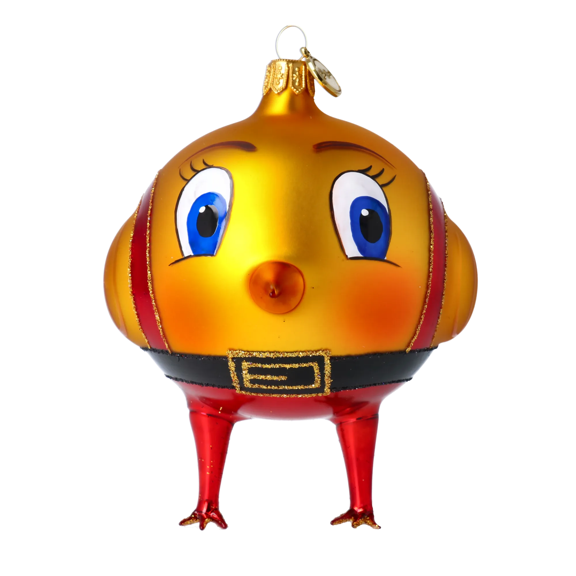 Golden Crimson Chick Premium christmas glass ornament 2020-164