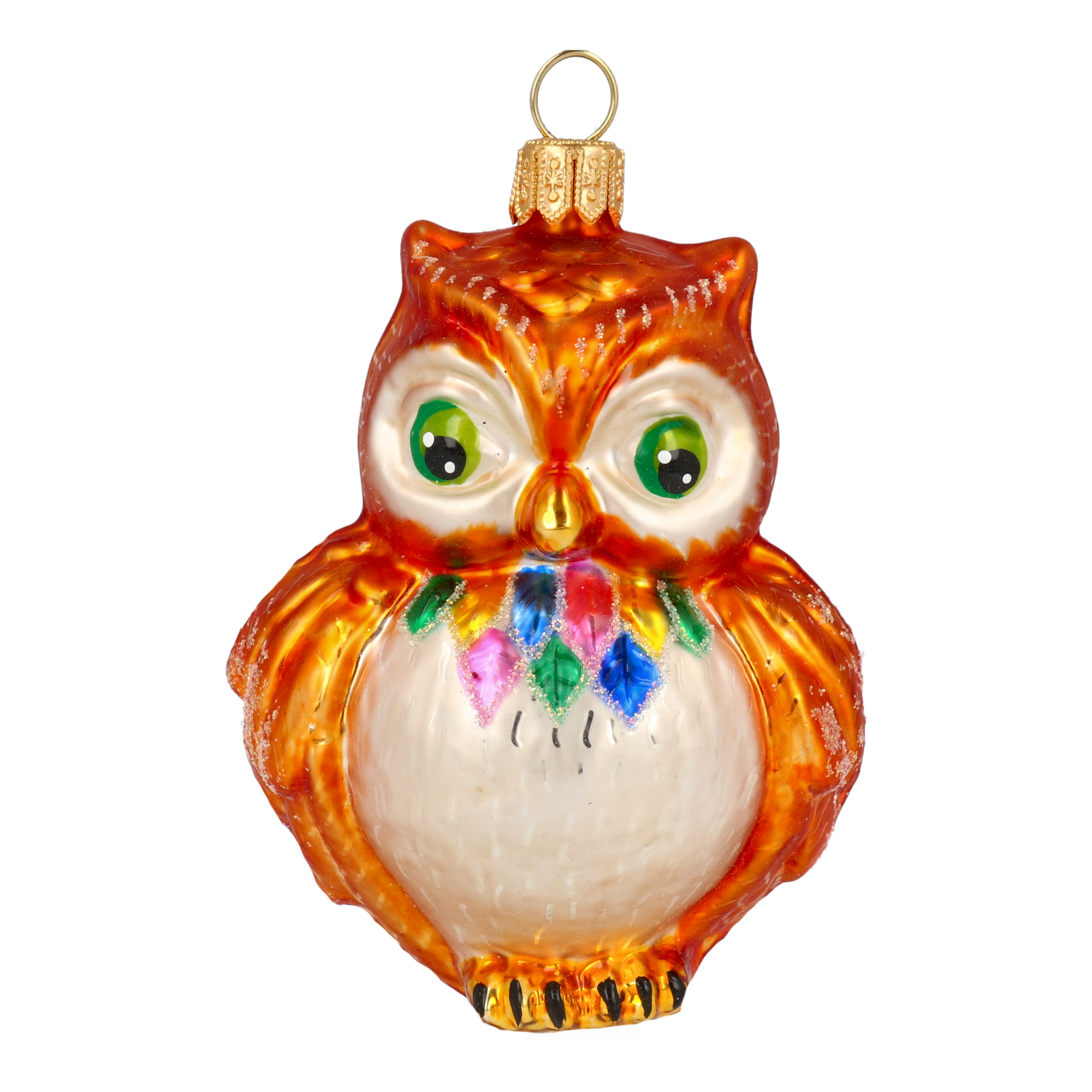 Pomarańczowa Sowa Szklana Ozdoba