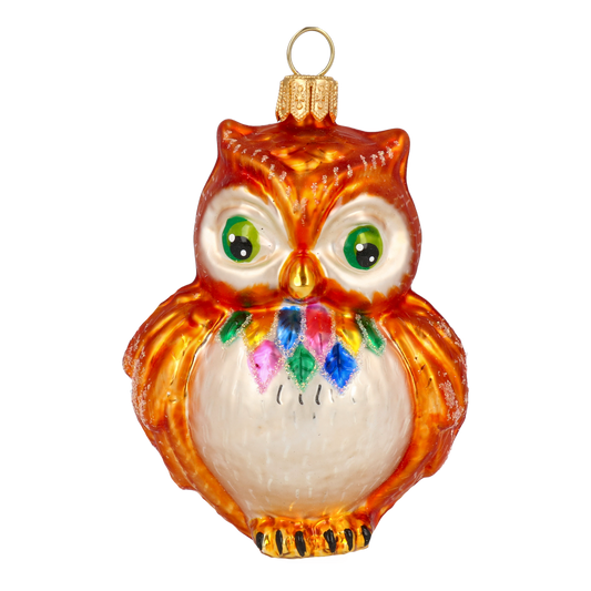 Pomarańczowa Sowa Szklana Ozdoba