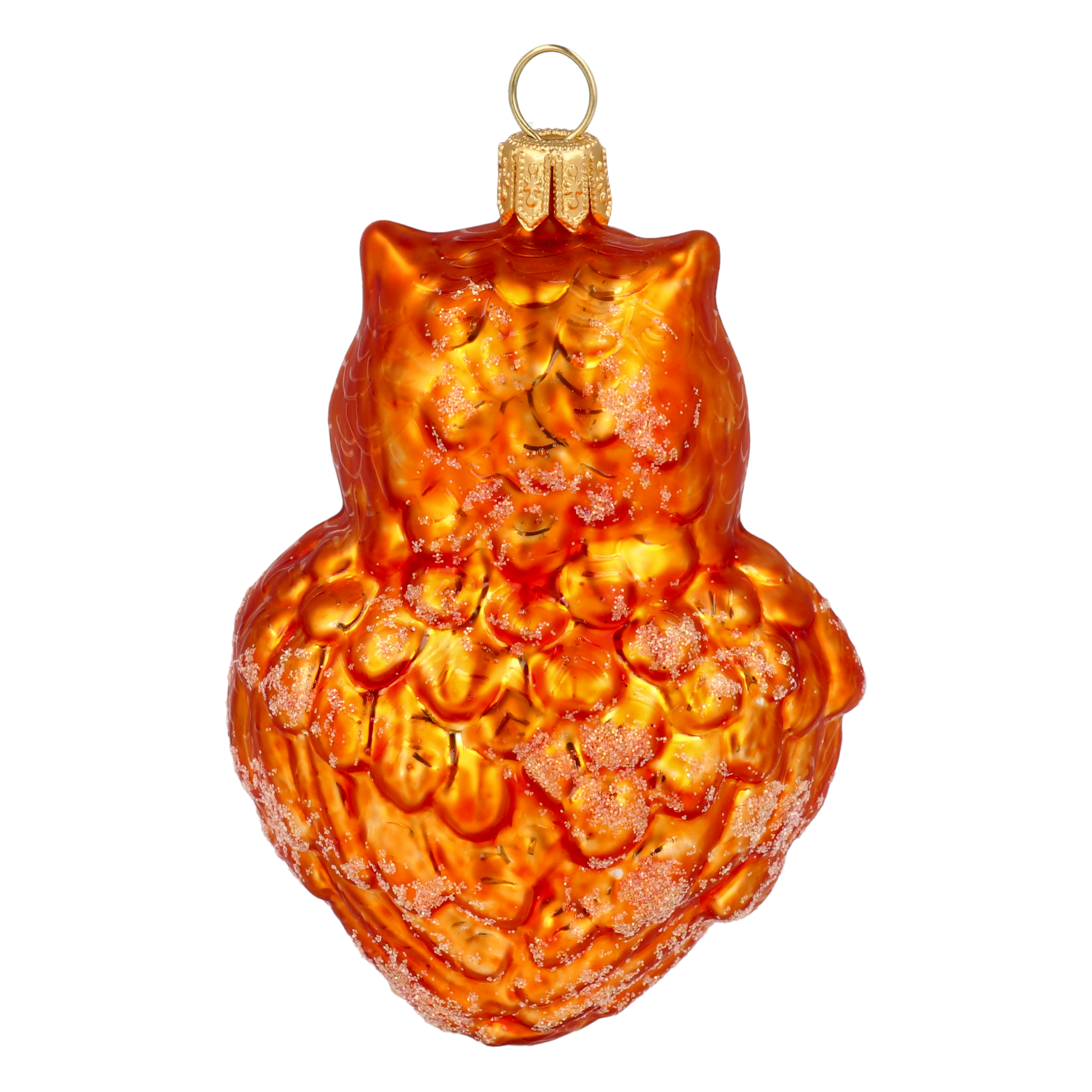 Pomarańczowa Sowa Szklana Ozdoba