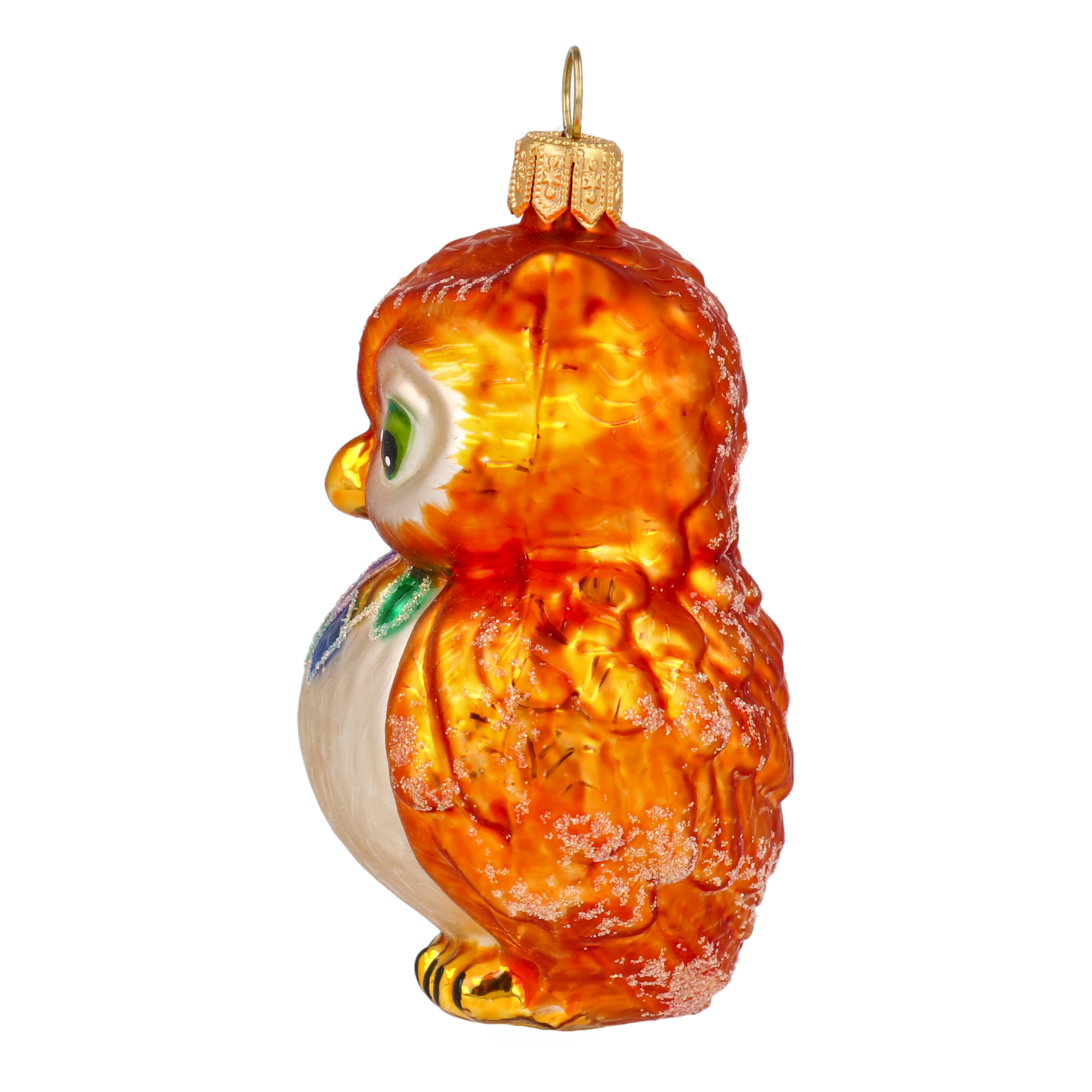 Pomarańczowa Sowa Szklana Ozdoba
