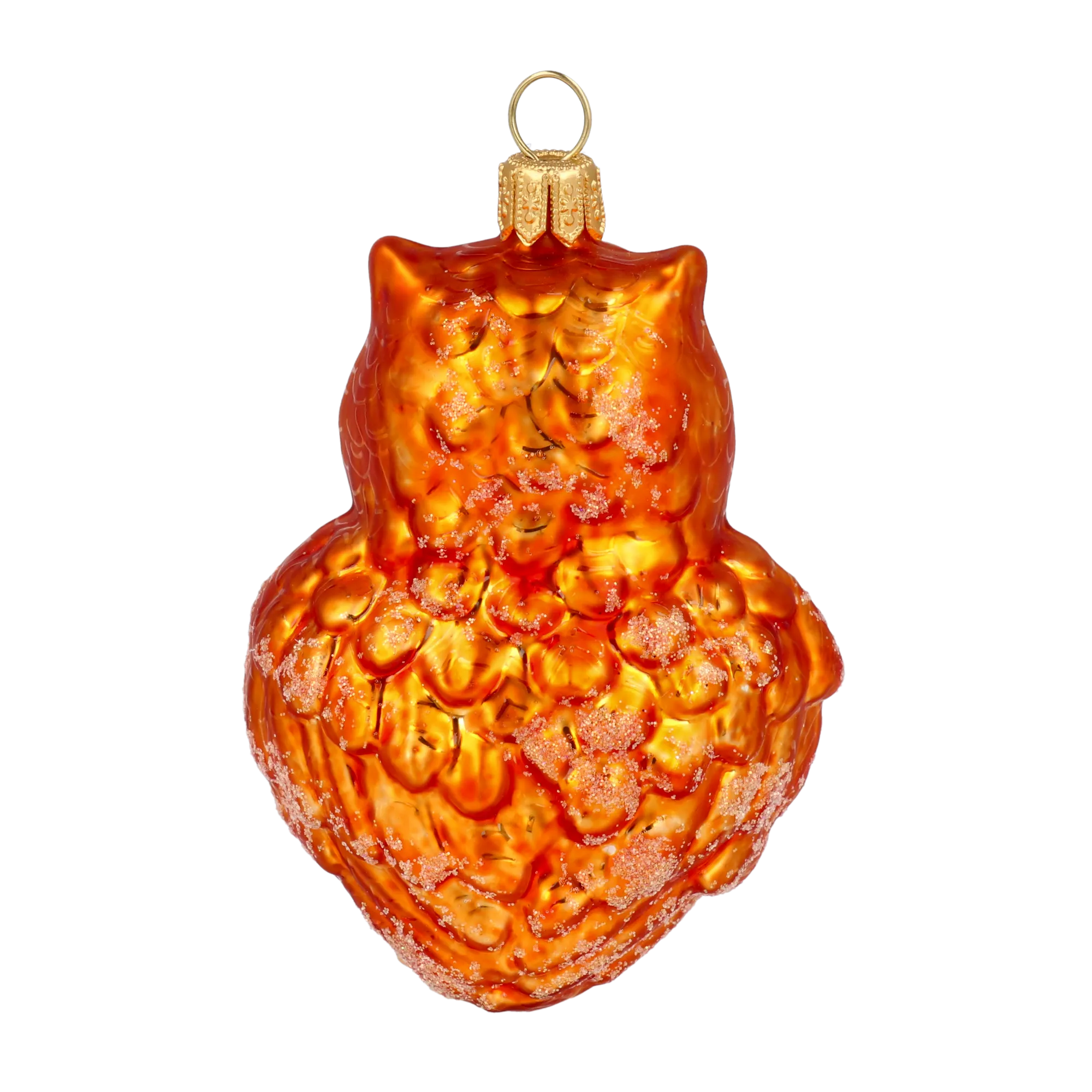 Amber Jeweled Owl Premium christmas glass ornament 2020-165