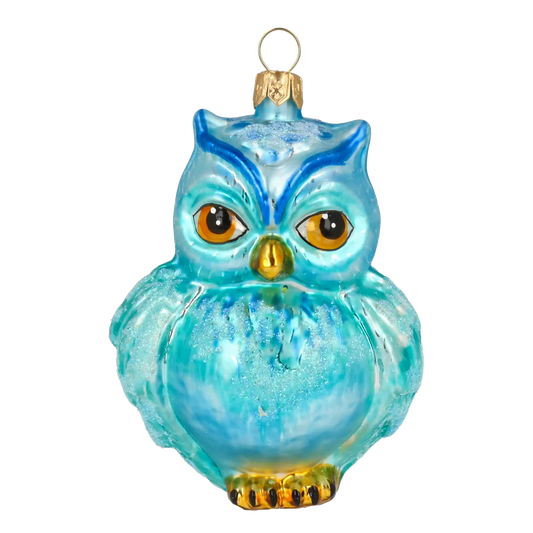 Magiczna niebieska Sówka Sowa Szklana Ozdoba