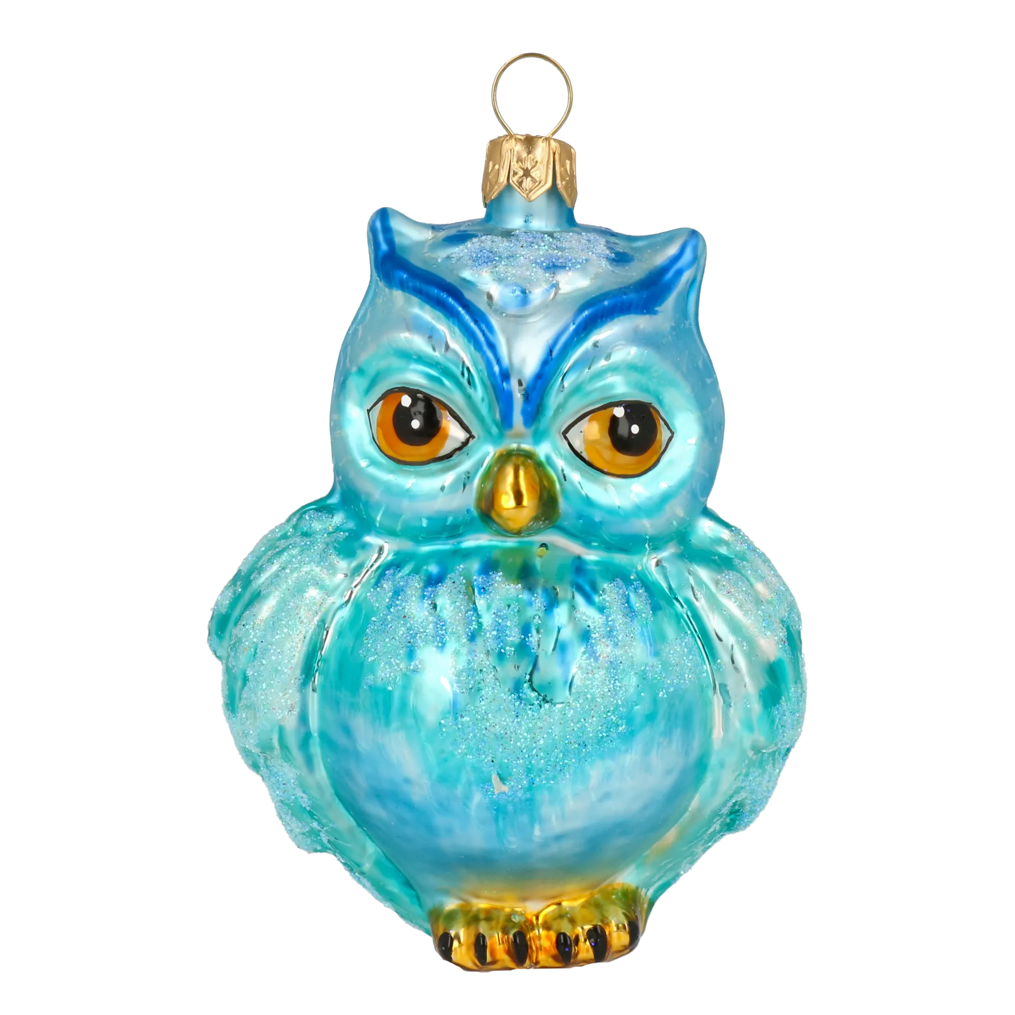 Azure Frost Owl Premium christmas glass ornament 2020-166