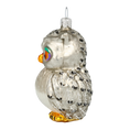 Load image into Gallery viewer, Pearlescent Silver Owl Premium christmas glass ornament 2020-167
