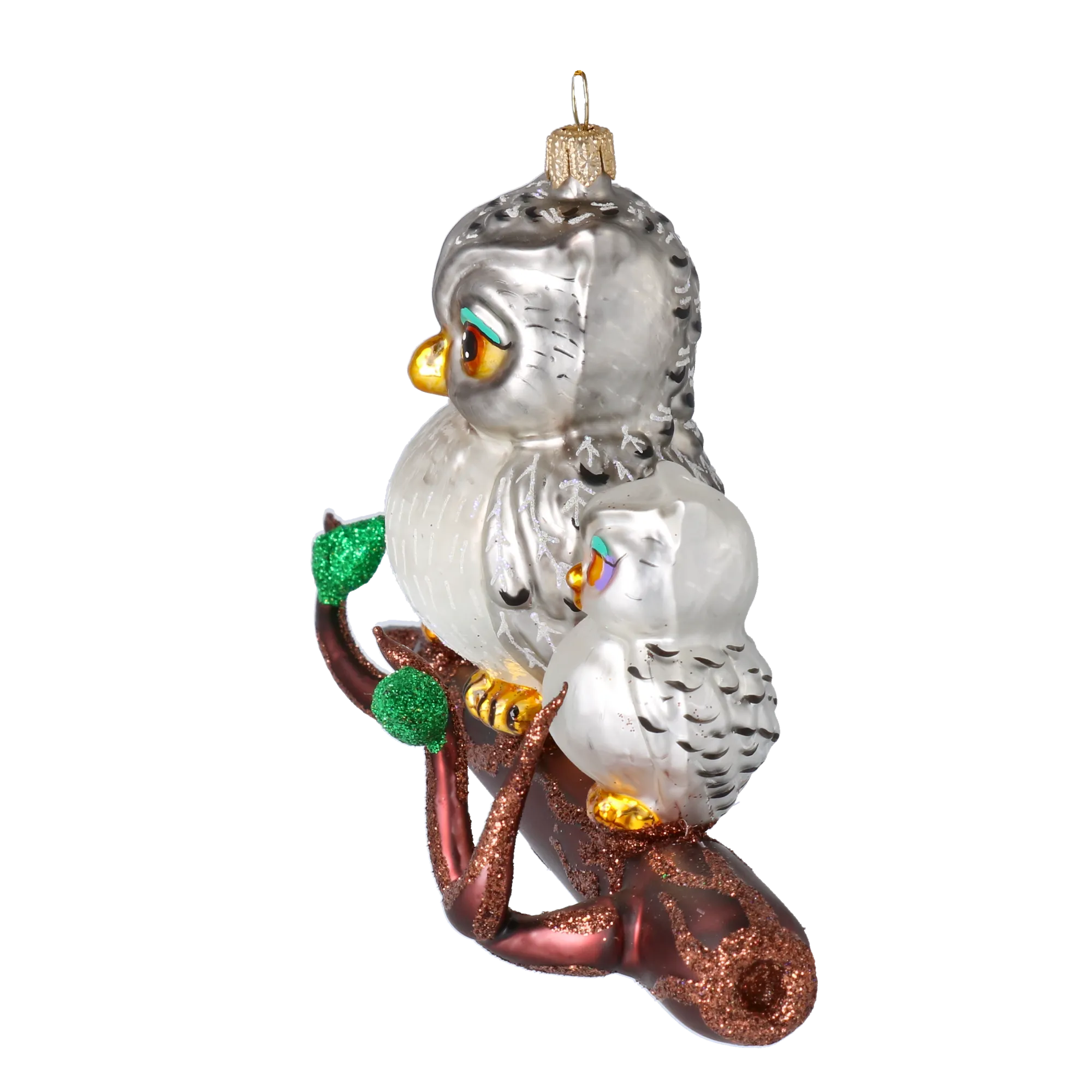 Owl Family Gathering  Handmade Glass Christmas ornament 2020-168
