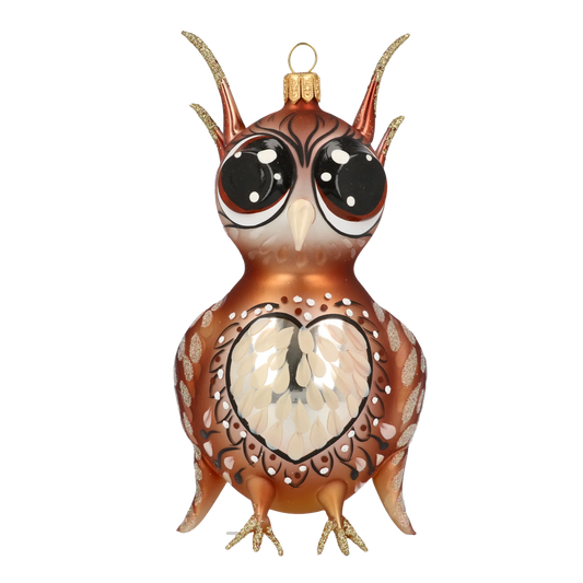 Wise Owl. Handmade Glass Christmas ornament. 2020-171