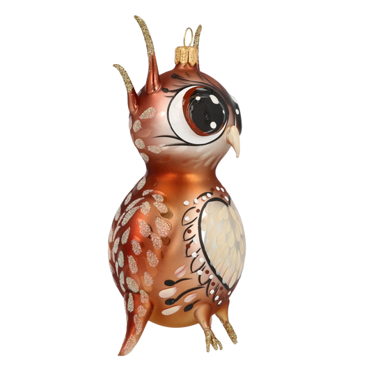 Wise Owl. Handmade Glass Christmas ornament. 2020-171