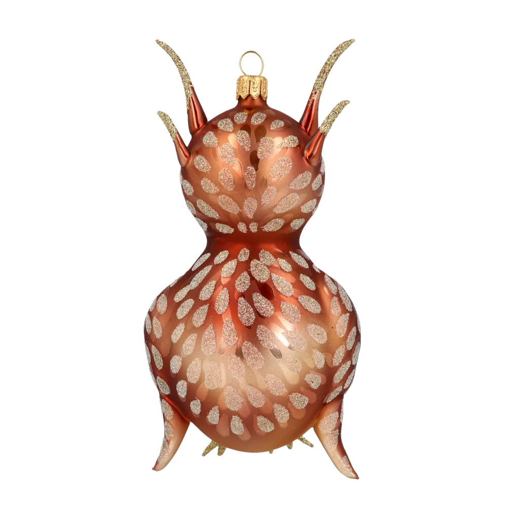 Pensive Copper Sentinel | Hand-Painted Glass Ornament | Blubom 2020-171