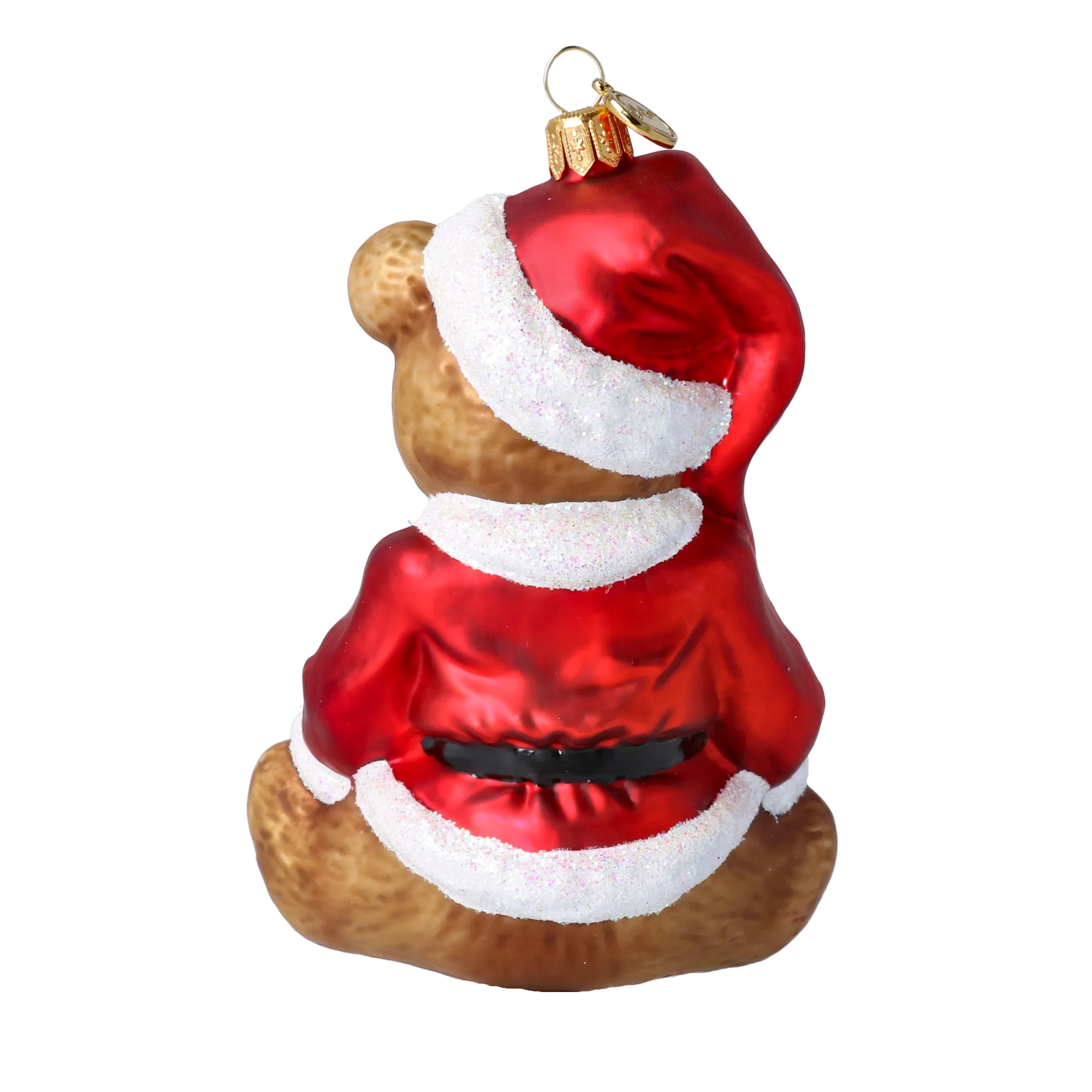 Crimson Santa Teddy Premium christmas glass ornament 2020-177