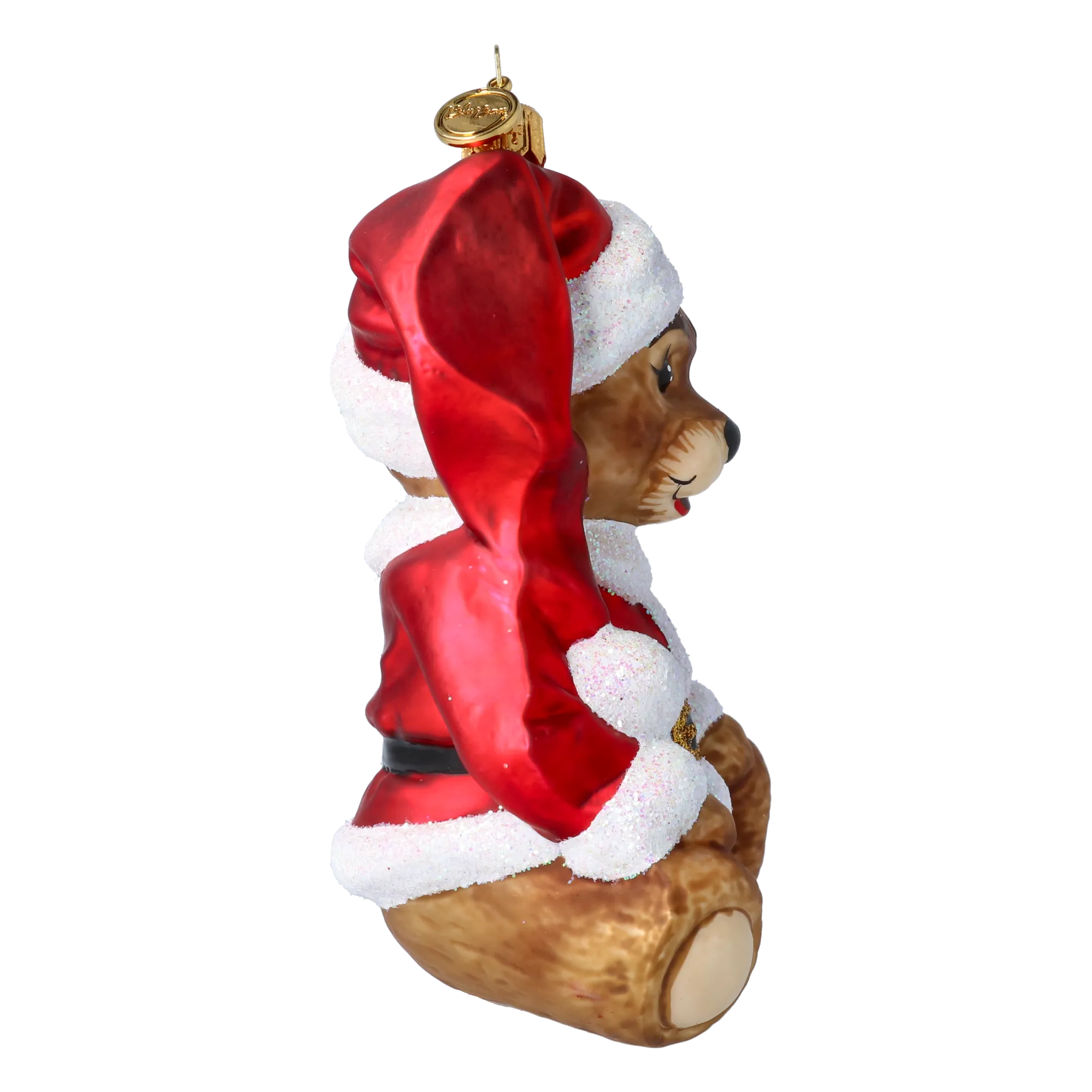 Crimson Santa Teddy Premium christmas glass ornament 2020-177