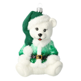 Load image into Gallery viewer, Emerald Green Santa Teddy Premium christmas glass ornament 2020-183
