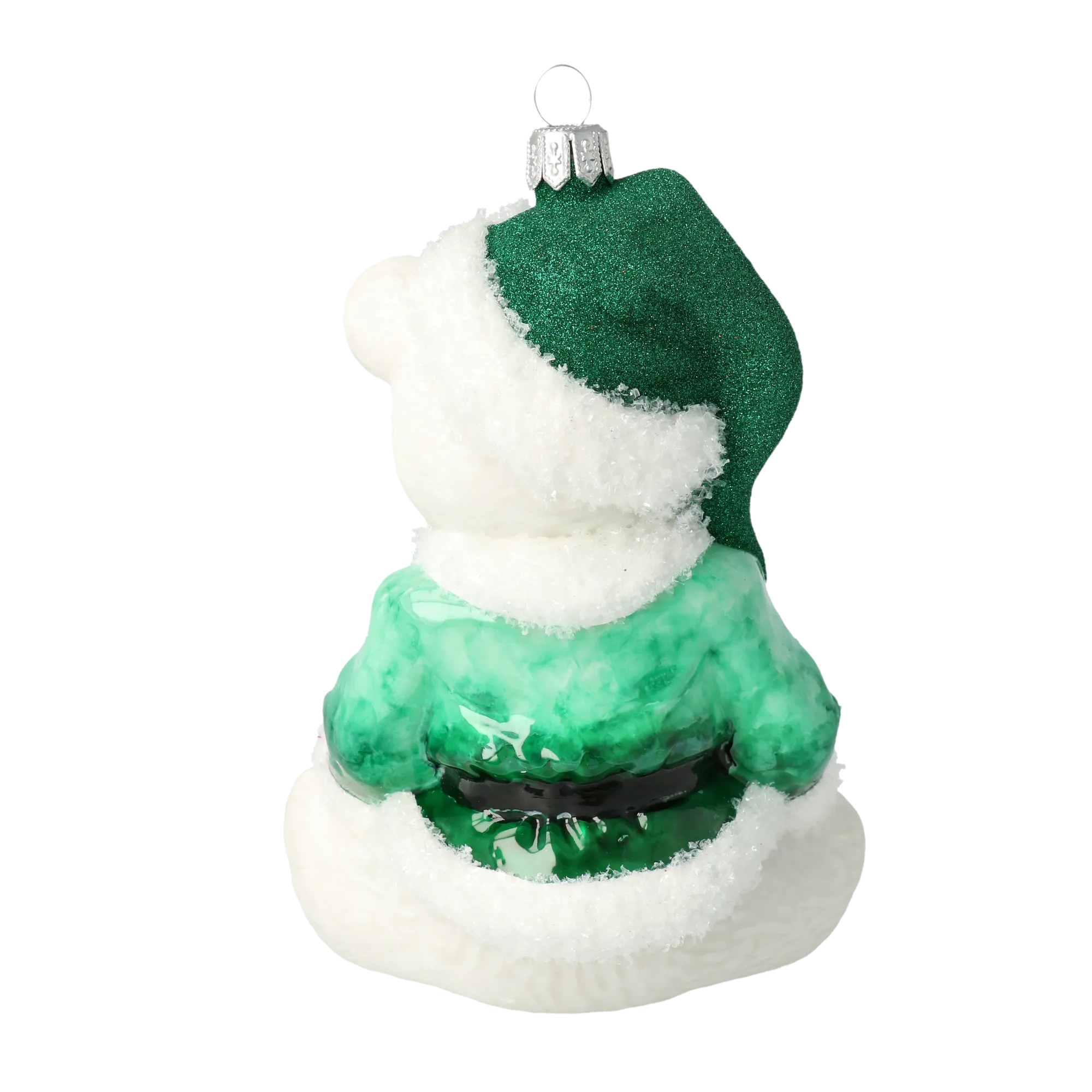Emerald Green Santa Teddy Premium christmas glass ornament 2020-183
