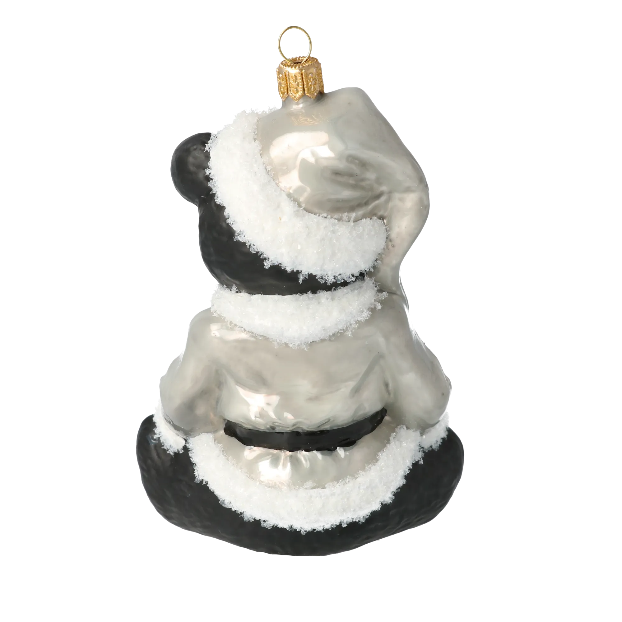 Silver Onyx Santa Teddy Premium christmas glass ornament 2020-186