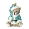 Load image into Gallery viewer, Minty Bear. Handmade Glass Christmas ornament.
